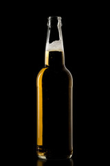 Foam beer bottle on black