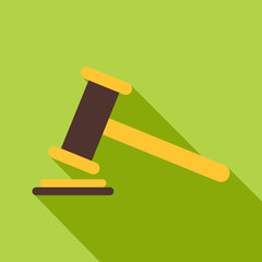 Judge gavel icon. Flat illustration of judge gavel vector icon for web isolated on green background