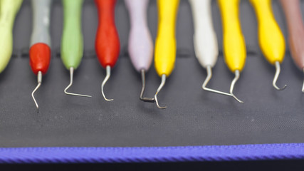 bright colored tools dentist