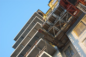 construction site building insulation and scaffolding