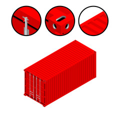 High detailed cargo container isometric vector illustration. Isolated in white background.