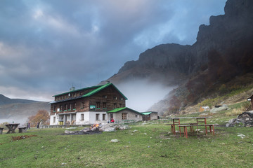 Hut high in the mountain