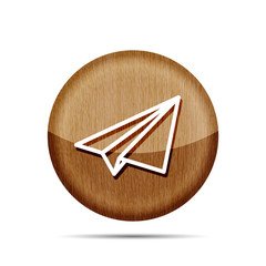 wooden linear paper plane icon