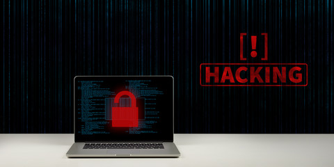 Hacking Konzept mit Text und Schloss