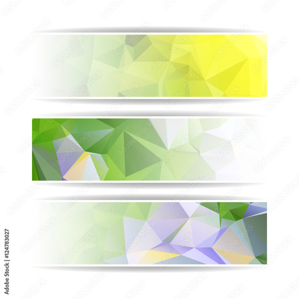 Poster abstract natural colorful triangle polygonal header set