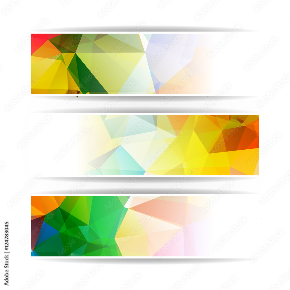 Poster abstract set of colorful banners with modern triangular polygona