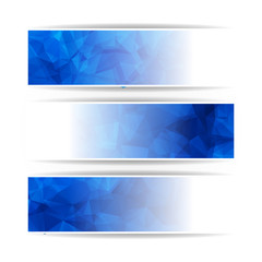 Fototapeta premium Abstract Blue Triangular Polygonal vector banners set