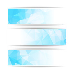 Abstract Blue Triangular Polygonal banners set