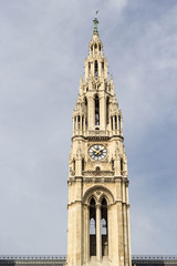 Vienna city hall tower with clocks