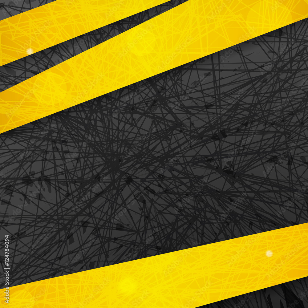 Poster abstract dark background with yellow lines and stripes. vector i