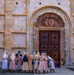 Italy beauty, nuns in mythical Assisi, Umbria