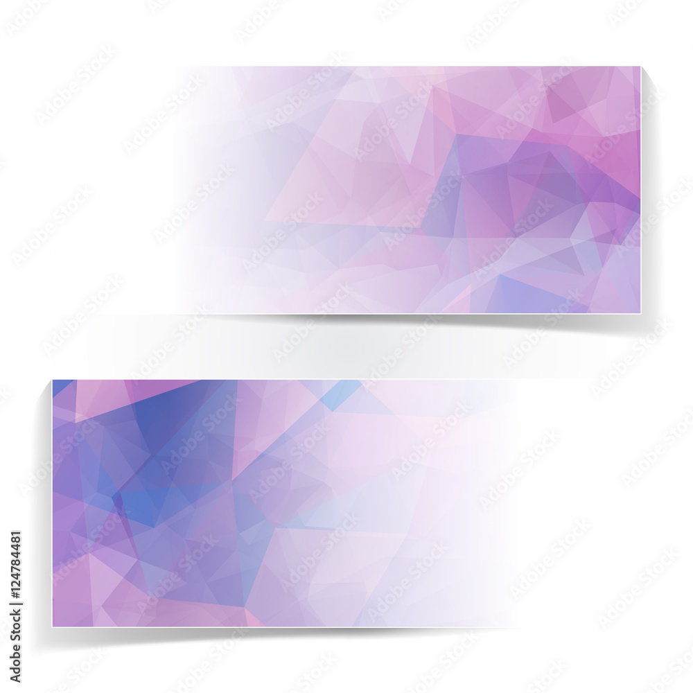 Poster set of abstract pink triangular polygonal vector headers