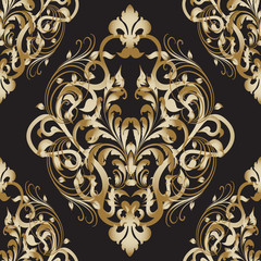Damask floral baroque vector seamless pattern with antique decorative 3d damask flowers,leaves and ornaments in baroque style.Damask wallpaper.Damask white  background.Damask floral illustration.
