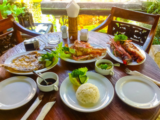 Balinese Jimbaran beach famous for it's perfect sea food restaurants