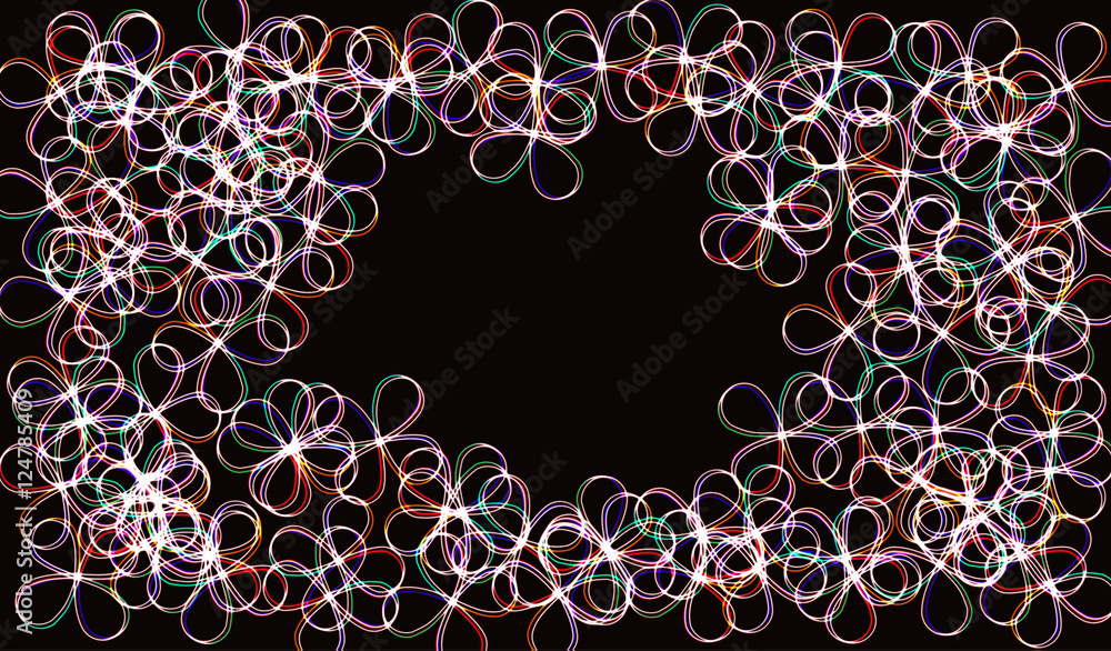Poster neon blurry circles at motion . vector swirl trail effect . abstract luminous rings slow shutter spe