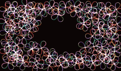 Neon blurry circles at motion . Vector swirl trail effect . Abstract luminous rings slow shutter speed effect . Light painting . Bokeh glitter round shapes . Abstract lights at motion exposure time