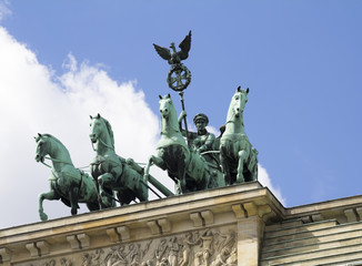 Fototapeta na wymiar Brandenburg gate, blue sky, Berlin, Germany