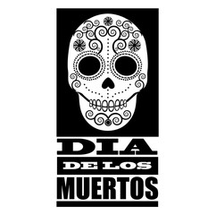 Dia de los Muertos design in black and white. EPS 10 vector.