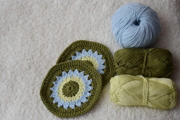Hexagonal blanks knitted crocheted