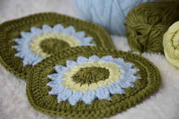 Hexagonal blanks knitted crocheted