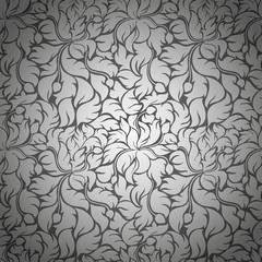 Seamless pattern with abstract leaves and flowers