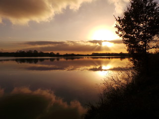 Autumn sunset at the lake