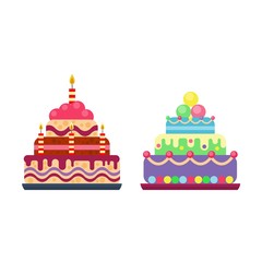 Cream birthday cake pie vector.