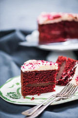 Slice of red velvet sponge cake