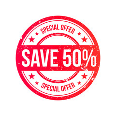 Save 50% Grunge Ribbon Stamp