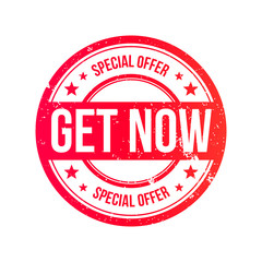 Get Now Grunge Ribbon Stamp