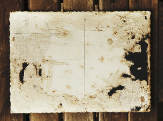 Blank vintage postcard and envelope on old wooden background (pl