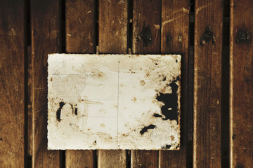 Blank vintage postcard and envelope on old wooden background (pl