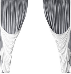 Gray curtain on a white background, 3d illustration