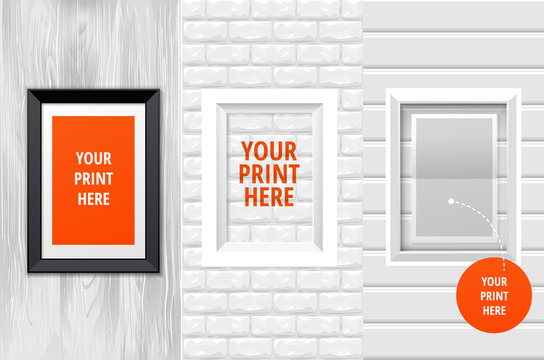 Black frame for yourprints or photographs on the different backg