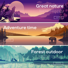 Design illustration for web design development. Landscape with a