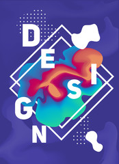 Color vector poster with liquid ink. Bright  abstract ink for a