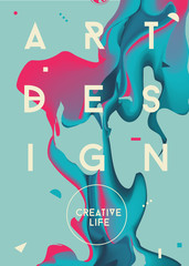 Colorful abstract poster. Liquid ink. Modern style trends. Backg