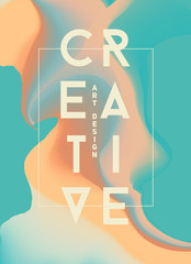 Poster with bright liquid ink. Modern style trends. Background f