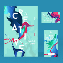 Set of bright  ink with abstract bird for a different design. Mo