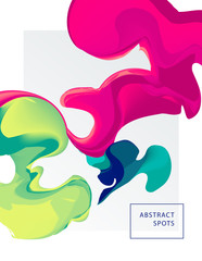 Abstract spots in white. Liquid ink. Modern style trends. Backgr