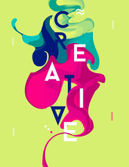 Poster with abstract spots. Liquid ink. Modern style trends. Bac