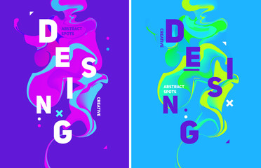 Two colorful abstract poster. Liquid ink. Modern style trends. B