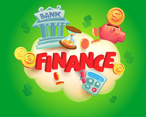 Finance background. Business and finance. Piggy, bank, coin, cal