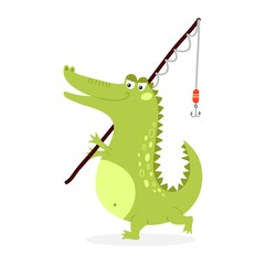 Cute crocodile character vector