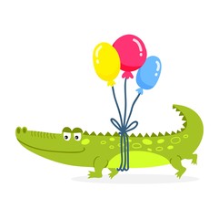 Cute crocodile character vector