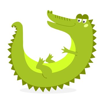 Cute crocodile character vector