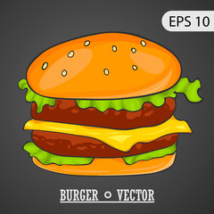 Big burger, vector icon