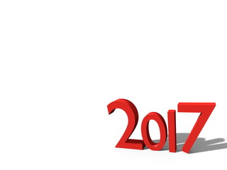 3d illustration rendering of red 2017 number for the New Year's Day