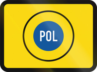 Temporary road sign used in the African country of Botswana - The primary sign applies to police vehicles