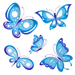 color butterflies,isolated on a white